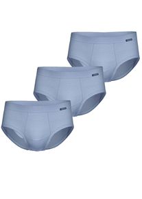 Slip Ammann "3er Pack Slip mit Eingriff Day Classic / Jeans Feinripp", Herren, Gr. 6, blau (hellblau), Obermaterial: 75% Baumwolle CO. 25% Polyester PES., Unterhosen Slip