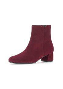 Stiefelette Gabor, Damen, Gr. 42, rot (bordeaux), Ziegenveloursleder, unifarben, Schuhe Stiefelette, Blockabsatz, Businesschuh, Ankleboots mit seitlicher Ziernaht