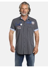 Karohemd Jan Vanderstorm "Kurzarmhemd AJULE", Herren, Gr. XL, weit, blau (dunkelblau kariert), Obermaterial: 100% Baumwolle CO., Hemden Karohemd