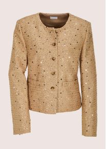 Madeleine Mode Jackenblazer MADELEINE "Kurzblazer Glanzblazer mit Pailletten", Damen, Gr. 36, beige (berber), Obermaterial: 100% Polyester PES., Modern, Blazer Jackenblazer, mit Pailletten
