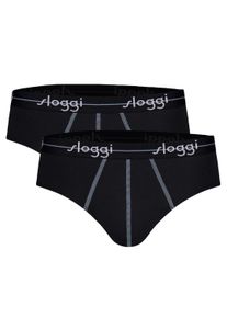 Slip Sloggi "Slip Start midi C2P box 2er Pack", Herren, Gr. XXL, schwarz, Obermaterial: 96% Baumwolle CO. 4% Elasthan EL., Unterhosen Slip