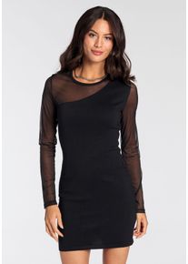 Strickkleid Melrose, Damen, Gr. 34, N-Gr, schwarz, Mesh, Obermaterial: 70% Viskose, 30% Polyamid. &Auml;rmel: 100% Polyamid, unifarben, tailliert mini, Kleider Strickkleid, in femininer Mini-L&auml;nge mit Mesh