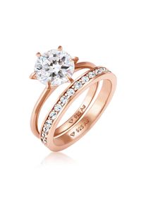 Ring-Set Elli "Ring Kristalle Eternity (2 tlg) 925 Silber" Gr. 56, rosa (rosegold), Fingerringe, Damen, 56,mit Stein, Silber 925 (Sterlingsilber), 10mm, Ring-Set