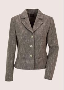 Madeleine Mode Jackenblazer MADELEINE "Kurzblazer Taillierter Businessblazer mit Reverskragen", Damen, Gr. 46, wei&szlig; (cappuccino, wollwei&szlig;, melange), Obermaterial: 42% Wolle mw. 30% Polyester PES. 15% Baumwolle CO. 9% Polyamid PA. 4% sonstige Fasern AF., Modern, Blazer Jackenblazer, Italienische Garnmischung