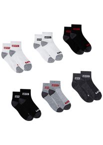 Kurzsocken LEVI'S KIDS "LHN BOX TAB MID CUT 6PK", M&auml;dchen, Gr. 7/8 (35/37), grau (dkgrau htr), Materialmix, Socken Kurzsocken, UNISEX