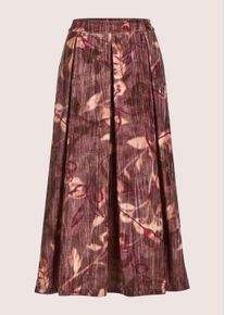 Madeleine Mode Midirock MADELEINE "Samtrock Eleganter Midirock mit floralem Design", Damen, Gr. 36, lila (brombeere, multicolor), Obermaterial: 100% Polyester PES., Modern, R&ouml;cke Midirock, Samtrock in Midil&auml;nge mit floralem Print