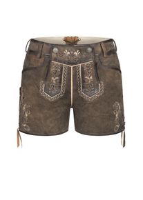 N&uuml;bler Trachtenlederhose N&Uuml;BLER "Lederhose Hotpant Viona", Damen, Gr. 40, EURO, braun, Obermaterial: 100% Lammleder LEL., Hosen Trachtenlederhose