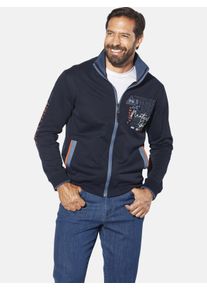 Sweatjacke Jan Vanderstorm "Sweatjacke LINDSEN", Herren, Gr. 4XL, blau (dunkelblau), Obermaterial: 100% Baumwolle CO., Sweatjacken Sweatjacke