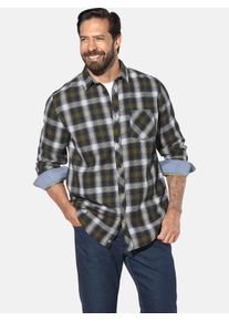 Langarmhemd Jan Vanderstorm "Hemd OLAFGARD", Damen, Gr. 5XL, weit, blau (dunkelblau kariert), Obermaterial: 100% Baumwolle CO., Hemden Langarmhemd