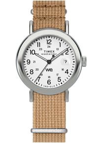 Quarzuhr Timex "WEEKENDER MAIN LINE", beige, Armbanduhren, Damen, Quarzuhr, Armbanduhr, Damenuhr,Textilarmband,Datum, Leuchtzeiger