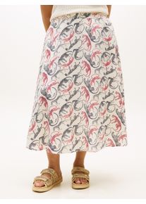 A-Linien-Rock Tommy Hilfiger Curve "CRV ESS LINEN FLARE SKIRT", Damen, Gr. 50, leopard baroque rwb, Web, Obermaterial: 100% Leinen, bedruckt, relaxed fit ca. Mitte Wade, R&ouml;cke A-Linien-Rock, in gro&szlig;en Gr&ouml;&szlig;en, ausgestellte Form