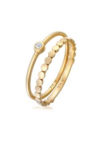 Ring-Set Elli DIAMONDS "Ring Eternity Solit&auml;r Diamant (0.03 ct) Set 375 Gelbgold" Gr. 52, gold, Fingerringe, Damen, 52, Gelbgold 375, Ring-Set
