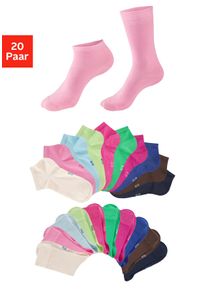 H.I.S. Basicsocken H.I.S, Damen, Gr. 43-46, 2x rosa, 2x pink, 2x altrosa, 6x blau, 2x braun, 4x gr&uuml;n, 2x ecru, Baumwollmischung, unifarben, elastisch, Socken Basicsocken, zwei L&auml;ngen im Kombi Pack