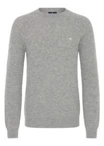 Strickfleece-Pullover Kronstadt "Strickpullover KSDoors O-neck", Herren, Gr. L, grau (lt grau), Obermaterial: 70% Wolle mw. 30% Polyamid PA., Pullover Strickfleece-Pullover