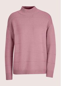 Madeleine Mode Stehkragenpullover MADELEINE "Strickpullover Eleganter Wollpullover mit Querstruktur", Damen, Gr. 34, rosa (malve), Obermaterial: 100% Schurwolle WV., Modern, gerade, Pullover Stehkragenpullover, Strukturstrick