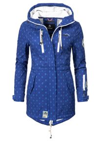 Funktionsparka Marikoo "Funktionsmantel Zimtzicke", Damen, Gr. XS, blau (blau dots), Obermaterial: 98% Polyester PES. 2% Elasthan EL. Obermaterial: Futter: 100% Polyester PES., Jacken Funktionsparka