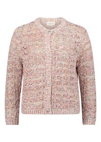 Cardigan Cartoon "Strick-Cardigan mit Rundhalsausschnitt", Damen, Gr. 40, wei&szlig; (wei&szlig;, blau), Obermaterial: 54% Baumwolle CO. 28% Polyester PES. 18% Polyamid PA., Strickjacken Cardigan