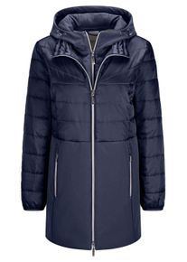 Langmantel GOLDNER "Kurzgr&ouml;&szlig;e Steppmantel mit Softshell-Einsatz", Damen, Gr. 21, blau (marine), Obermaterial: 50% Polyamid PA. 47% Polyester PES. 3% Elasthan EL., M&auml;ntel Langmantel, mit Softshell-Einsatz