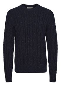 Strickfleece-Pullover Casual Friday "Strickpullover CFKARL cable crew neck knit with neps", Herren, Gr. XXL, blau (schwarz navy), Obermaterial: 60% Baumwolle CO. 40% Polyacryl PAN., Pullover Strickfleece-Pullover