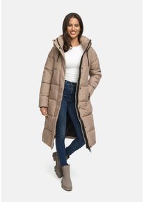 Winterjacke Marikoo "Marikoo Chumanii Damen Herbst Winter Steppmantel Parka lang N057", Damen, Gr. XXL, grau (taupegrau), Obermaterial: 100% Polyester PES., Jacken Winterjacke