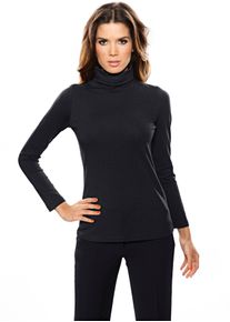 Rollkragenshirt Heine "Rollkragen-Shirt", Damen, Gr. 46, schwarz, 95% Baumwolle, 5% Elasthan, unifarben, Shirts Rollkragenshirt