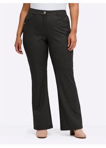 Bootcuthose sheego, Damen, Gr. 46, Normalgr&ouml;&szlig;en, graphit, grau, gemustert, 79% Polyester, 19% Viskose, 2% Elasthan, unifarben, Hosen Bootcuthose