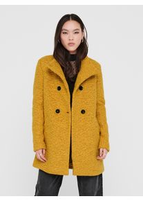 Langjacke Only "ONLNEWSOPHIA WOOL COAT OTW CC", Damen, Gr. S, gelb (golden gelb detail:melange), Web, Obermaterial: 70% Polyester, 30% Wolle, meliert, regular fit Po-bedeckend, Jacken Langjacke, Materialmix