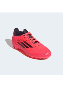 Fu&szlig;ballschuh adidas Performance "F50 LEAGUE KIDS FG/MG", Kinder, Gr. 30, rot (turbo, aurbla, platinmet), Synthetik, Textil, Schuhe Fu&szlig;ballschuh, f&uuml;r Rasenpl&auml;tze, f&uuml;r Kinder