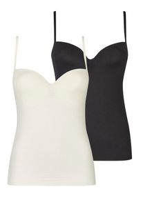 BH-Hemd Nina von C. "2er Pack BH Hemdchen Secret", Damen, Gr. 85, Cup B, bunt (champagner schwarz), Obermaterial: 95% Polyamid PA. 5% Elasthan EL., BHs BH-Hemd