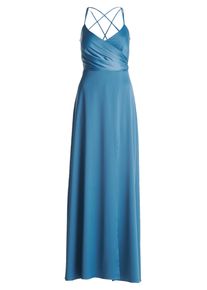 Abendkleid Vera Mont "Abendkleid mit V-Ausschnitt", Damen, Gr. 34, EURO, blau (shiny blaustone), Obermaterial: 97% Polyester PES. 3% Elasthan EL., Kleider Abendkleid