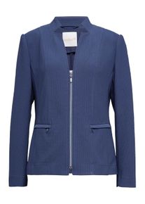 Jackenblazer GOLDNER "Kurzgr&ouml;&szlig;e Trageangenehmer Struktur-Jerseyblazer", Damen, Gr. 23, gr&uuml;n (blauviolett), Obermaterial: 98% Polyester PES. 2% Elasthan EL., Tubular, Blazer Jackenblazer, H&uuml;bsche Kragenl&ouml;sung