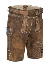 N&uuml;bler Trachtenlederhose N&Uuml;BLER "Lederhosen kurz Latz Bavarian", Herren, Gr. 52, EURO, braun, Obermaterial: 100% Lammleder LEL., Hosen Trachtenlederhose