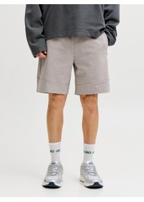 Jack & Jones Sweatshorts JACK & JONES "JPSTGORDON BASE SWEAT SHORTS SRT SN", Damen, Gr. M, N-Gr, light grau melange, angeraute Sweatware, Obermaterial: 75% Polyester, 21% Baumwolle, 4% Elasthan, meliert, kniefrei, Hosen Sweatshorts, Materialmix mit Stretch, regular fit