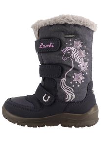 Winterstiefel Lurchi "Kiomi SYMPATEX", M&auml;dchen, Gr. 31, dunkelblau, grau, Lederimitat, Textil, Glitzer, Schuhe Winterstiefel, Klettboots mit Glitzer, Gr&ouml;&szlig;enschablone zum Download
