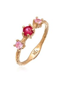 Silberring HAZE & GLORY "Ring Rubin Saphir synthetisch 375 Gelbgold" Gr. 56, gold, Fingerringe, Damen, 56, Gelbgold 375, Silberring