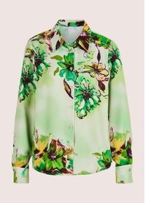 Madeleine Mode Langarmbluse MADELEINE "Hemdbluse Elegante Bluse mit Hemdkragen", Damen, Gr. 34, gr&uuml;n (eisgr&uuml;n, multicolor), Obermaterial: 100% Viskose CV., Modern, Blusen Langarmbluse