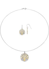 Ohrring und Ketten Set Firetti "Multipack Schmuck Geschenk Silber 925 Halskette Ohrhaken Lebensbaum", gold (silberfarben, gelbgoldfarben), Schmuck_Sets, Damen, Silber 925 (Sterlingsilber), Ohrring und Ketten Set