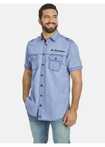 Jeanshemd Jan Vanderstorm "Jeanshemd LORENSIUS", Herren, Gr. 5XL, weit, blau (hellblau), Obermaterial: 100% Baumwolle CO., Hemden Jeanshemd