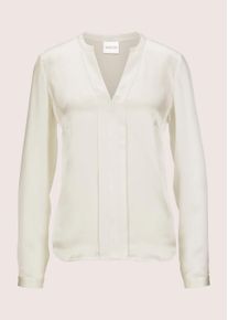 Madeleine Mode Langarmbluse MADELEINE "Bluse Satinbluse aus reiner Seide", Damen, Gr. 44, wei&szlig; (wollwei&szlig;), Obermaterial: 100% Seide silk., Modern, normal, Blusen Langarmbluse