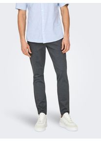 Only & Sons Chinohose ONLY & SONS "ONSMARK SLIM CHECK 020920 PANT NOOS", Herren, Gr. 30, L&auml;nge 34, blau (schwarz navy), Web, Obermaterial: 64% Viskose, 31% Polyester, 5% Elasthan, unifarben, Basic, regular fit normal, Hosen Chinohose