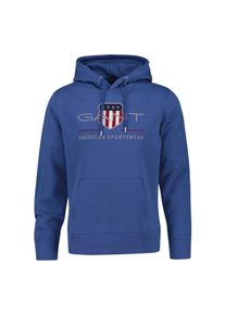 Sweatshirt Gant "Sweatshirt REGULAR ARCHIVE SHIELD HOODIE", Herren, Gr. L, blau (blau (vintage blau)), Obermaterial: 78% Baumwolle CO. 22% Polyester PES., Sweatshirts Sweatshirt