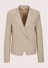 Madeleine Mode Jackenblazer MADELEINE "Kurzblazer Glencheck mit Reverskragen", Damen, Gr. 46, blau (berber, gletscherblau, multicolor), Obermaterial: 62% Polyester PES. 34% Viskose CV. 3% Elasthan EL. 1% metallisierte Fasern MTF., Modern, gerade, Blazer Jackenblazer, &Auml;rmel mit Saumschlitz