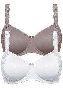 Minimizer-BH SuSa "2er Pack Minimizer BH mit B&uuml;gel London", Damen, Gr. 95, Cup E, bunt (wei&szlig; frosty lavender), Obermaterial: 77% Polyamid PA. 23% Elasthan EL., BHs Minimizer-BH