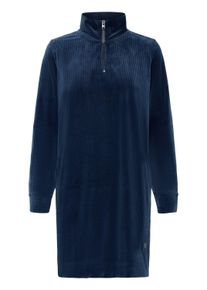 Sweatkleid oxmo "Sweatkleid OXEBBA HALFZIP", Damen, Gr. S, N-Gr, blau (marineblaus), Obermaterial: 95% Polyester PES. 5% Elasthan EL., Kleider Sweatkleid