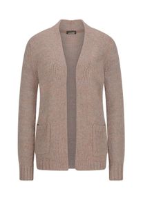 Strickjacke GOLDNER "Langarm Melange-Cardigan, flauschig", Damen, Gr. 44, beige (beige, gemustert), Obermaterial: 100% Polyacryl PAN., Modisch, Strickjacken Strickjacke, Melange-Optik