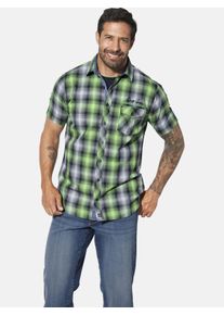 Kurzarmhemd Jan Vanderstorm "Kurzarmhemd HILSING", Damen, Gr. 4XL, weit, gr&uuml;n (gr&uuml;n kariert), Obermaterial: 100% Baumwolle CO., Hemden Kurzarmhemd