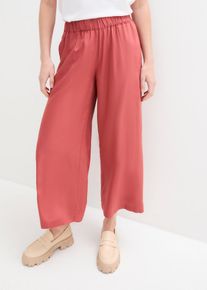 Culotte bonprix "Weite Culotte aus nachhaltiger Viskose", Damen, Gr. 46, N-Gr, marsalabraun, Web, Obermaterial: 100% Viskose, loose fit lang, Hosen Culotte, aus Viskose, mit elastischem Bund, Loose fit, weite Beinform
