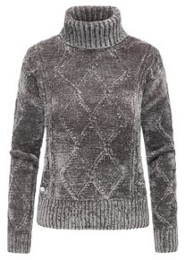 Strickpullover Ragwear "Strickpullover Janna Short", Damen, Gr. M, grau (stone grau), Obermaterial: 100% Polyester PES. Futter: 100% Polyester PES., Rundhals, &Auml;rmel ohne &Auml;rmelschlitz Rippb&uuml;ndchen, Pullover Strickpullover