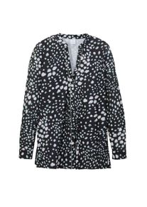 Madeleine Mode Langarmbluse MADELEINE "Longhemd Langes Hemd mit feinem", Damen, Gr. 34, schwarz (schwarz, multicolor), Obermaterial: 92% Polyester PES. 8% Elasthan EL., Modern, Blusen Langarmbluse