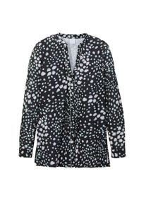 Madeleine Mode Langarmbluse MADELEINE "Longhemd Langes Hemd mit feinem", Damen, Gr. 40, schwarz (schwarz, multicolor), Obermaterial: 92% Polyester PES. 8% Elasthan EL., Modern, Blusen Langarmbluse